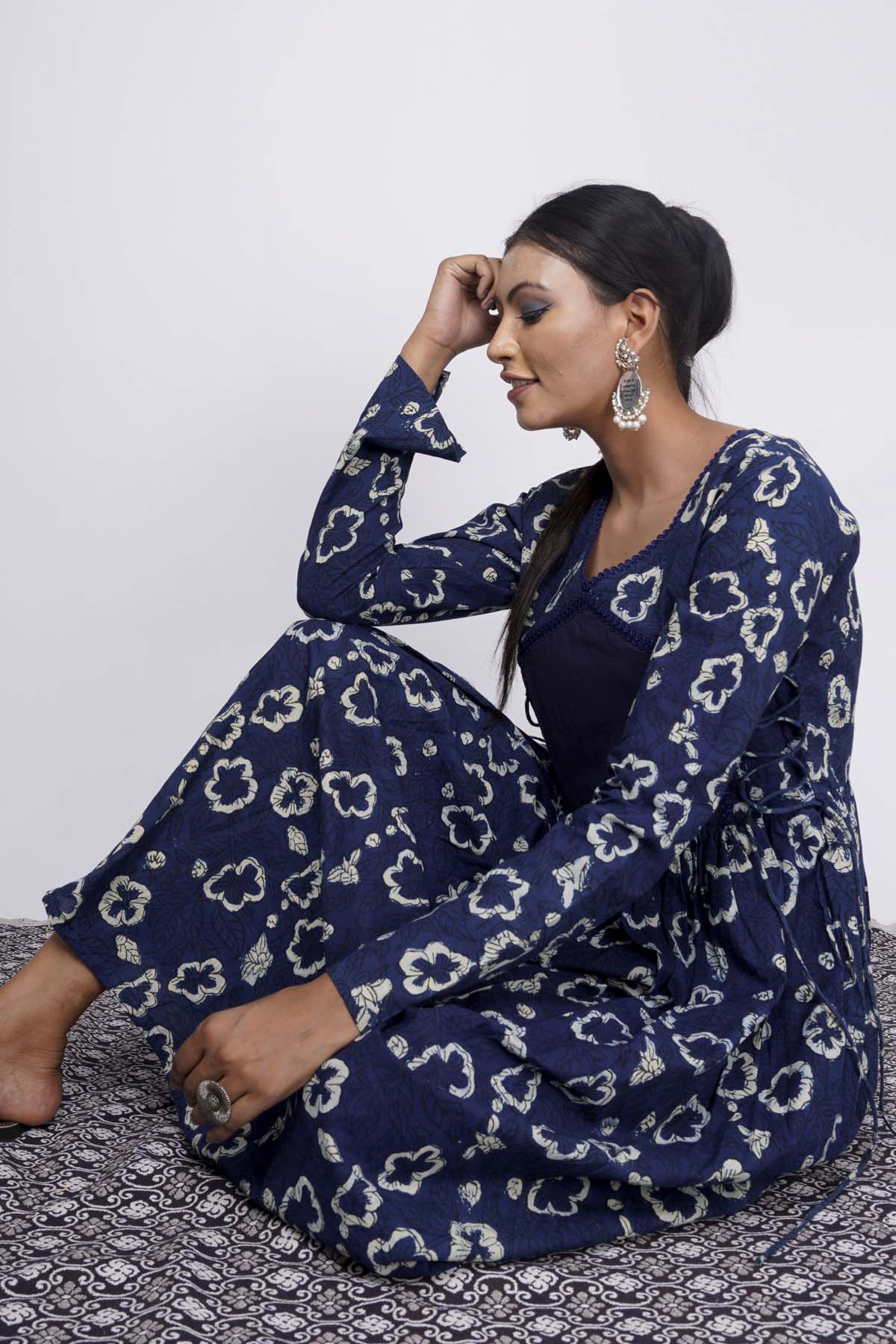 Buy Blue Dabu Printed Kurta Set for Women Online